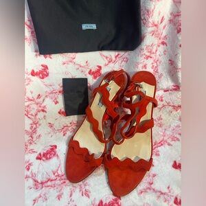 Prada red suede heels